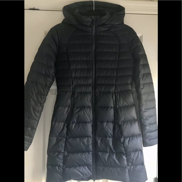 🍒LULULEMON sz 4 BRAVE THE COLD Goose Down BLACK Jacket Parka Coat - Picture 4 of 6